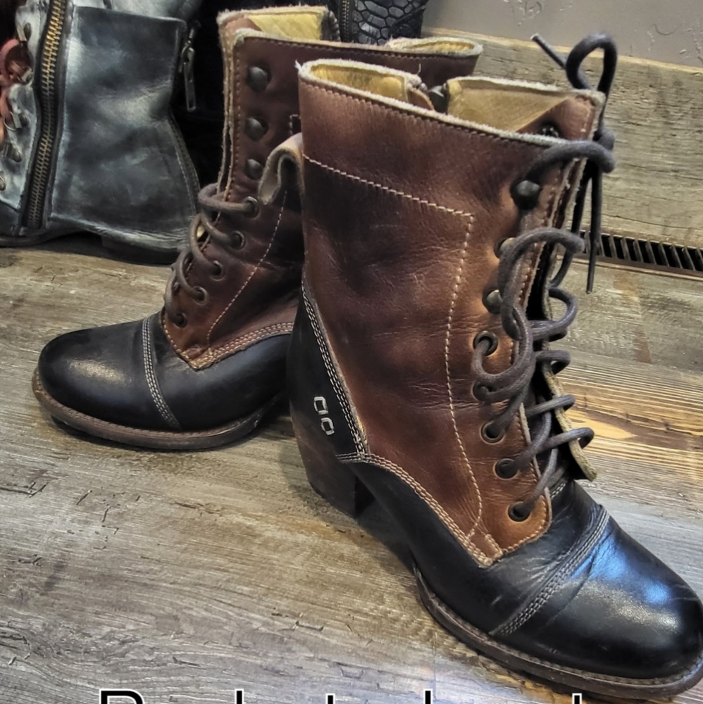 Bed stu judgement teak black lace up boot size 8 but fits like a size 7 1/2